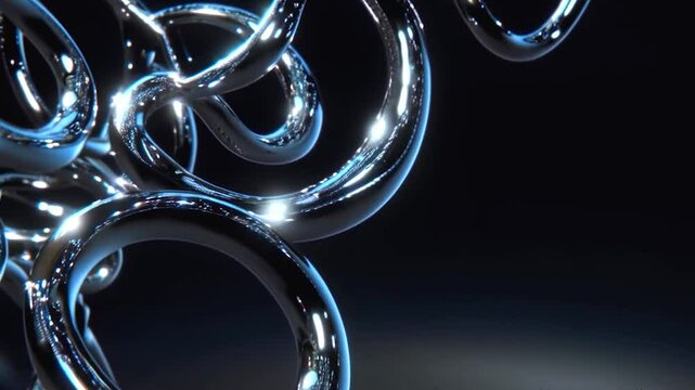 Metal abstract animation background with bubbles