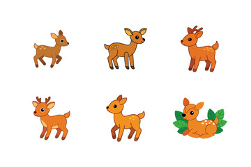 Fototapeta premium Different dear flat color bundle design