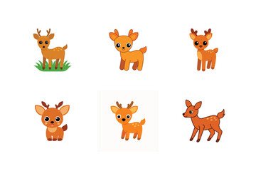 Different dear flat color bundle design