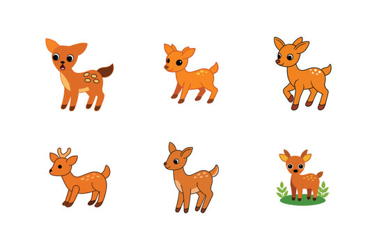 Different dear flat color bundle design