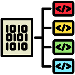 Data Output mini illustration outline color icon, use for machine learning, education, technology industry, UI, UX kit, app and web development, digital or print.