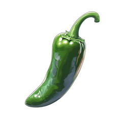 Glossy fresh green jalapeño chili pepper standing upright with vibrant color and natural shine perfect for culinary healthy