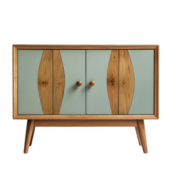 Mid Century Modern Sideboard in Mint Green and Natural Oak Featuring Retro Curved Panels