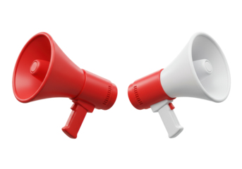 Isolated Red and White Megaphones Effective Communication Tools