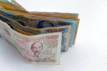 Vietnamese dong banknotes. Money concept