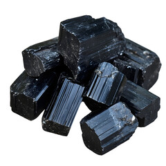 Raw Black Tourmaline Crystal Cluster with Natural Striations and Shiny Texture Ideal for Geology