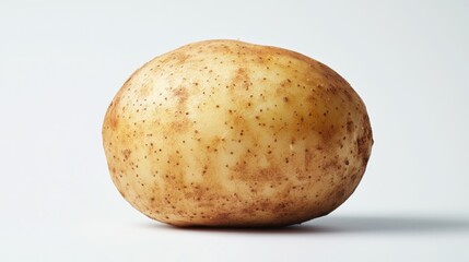 Single potato against white