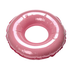 Shiny Pink Inflatable Swim Ring with Glossy Surface and Inner Hole Design for Pool and Beach Activities