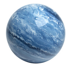 Swirling Blue Marble Planet with Fluid Cloud Patterns and Glossy Texture Resembling a Gas Giant in Space Art Style