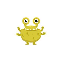 Cute cartoon monster on white background. Happy Alien. Funny monster in flat style. Vector illustration.
