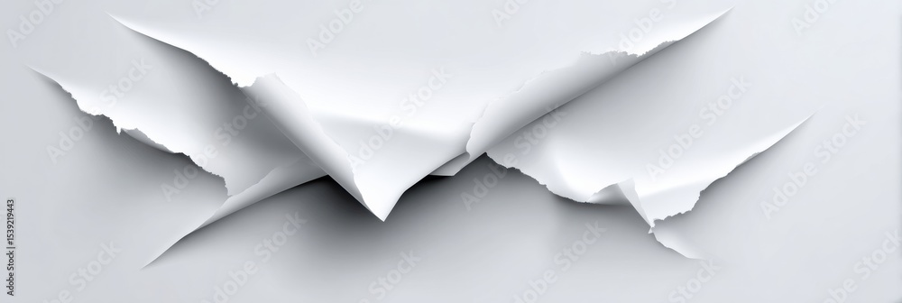 Aufkleber Paper Fold Tears Open to Reveal an Empty Space Behind It, Showcasing a Clean and Minimalist Design Element in a Bright Environment