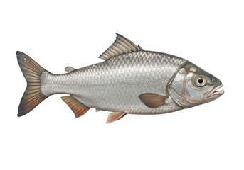 Isolated Silver Fish with Orange Fins