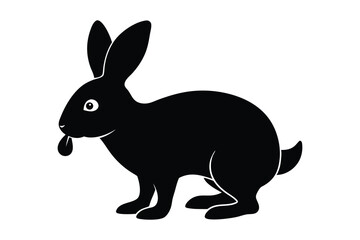 Obraz premium Silhouette of a rabbit sniffing ground curiously vector illustration.