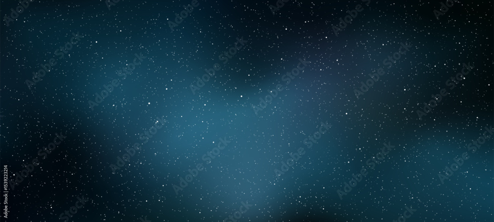 Poster space background with myriad of white stars in dark blue gradient cosmos. universe texture for astro