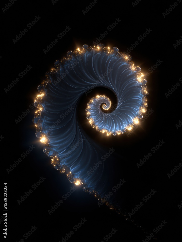 Aufkleber Spiral Shape Expands in Balanced Symmetry With Luminous Elements on a Dark Background