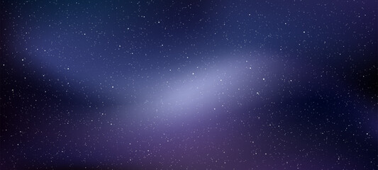 Abstract space background with scattered white stars and a central purple glow. Cosmic sky, for presentation.