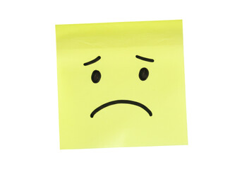 Isolated Sad Face on Yellow Sticky Note