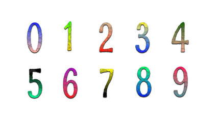 Logo numbers. Set of vector symbols for number logos 1, 2, 3, 4, 5, 6, 7, 8, 9 and 0. Colorful...