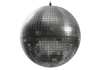Isolated Reflective Silver Disco Ball for Dance Party
