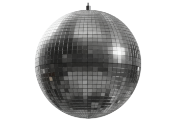 Isolated Reflective Silver Disco Ball for Dance Party