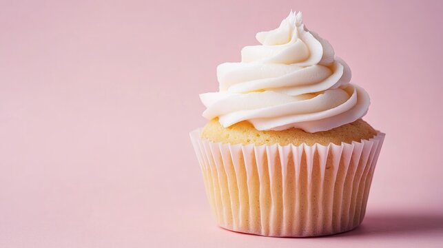 Single cupcake on pink background