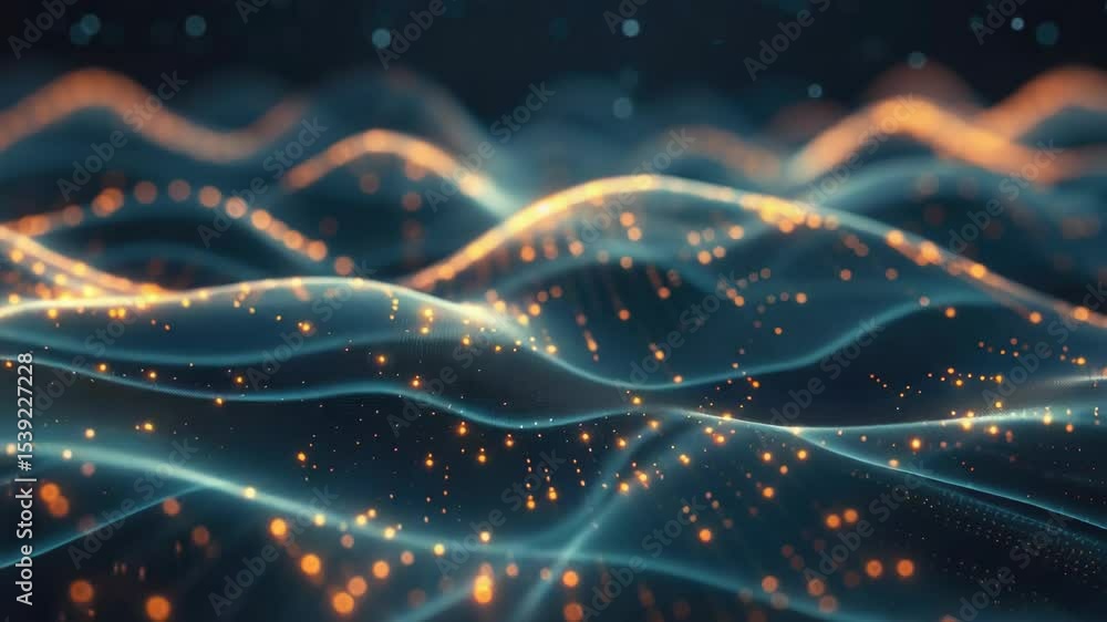 Aufkleber abstract digital artwork representing a neural network design with abstract waves and electricity. t