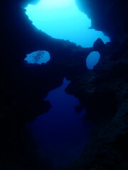 cave diving underwater for scuba divers skull shape cave like skeleton