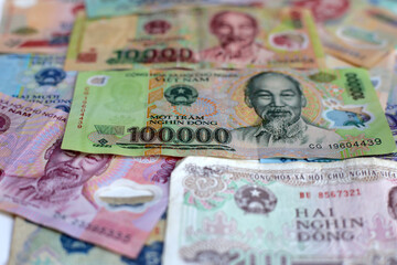 Vietnamese dong banknotes. Money concept