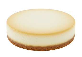 Isolated Classic Plain Cheesecake with Graham Cracker Crust