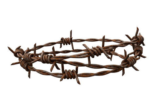 Isolated Rustic Barbed Wire Crown with Rust Details - Powered by Adobe