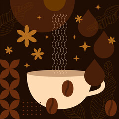 Coffee background. Cappuccino, americano, espresso, mocha, latte. Various coffee drinks