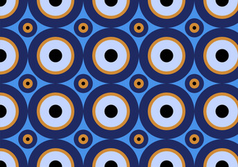 Vintage abstract geometric seamless pattern with Turkish eye. Seamless pattern with Turkish evil eye bead. Good luck. Turkish tile. Oriental ottoman design vector background