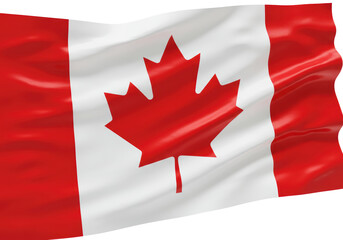 Isolated Patriotic Canadian Flag Waving in the Wind