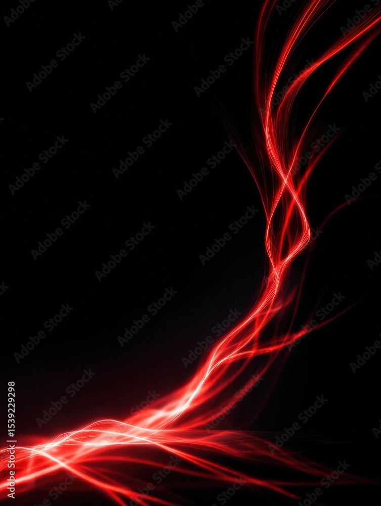 Poster electric red and black wave crashing dynamically into an expansive blank space