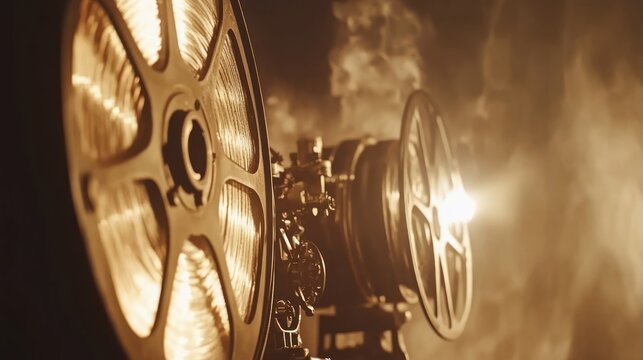 Vintage film projector with reels