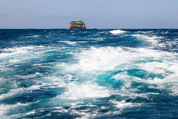 Floating crane in the open sea.