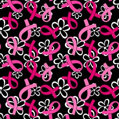 Breast cancer month seamless pink ribbon day mammogram pattern for medical accessories and medicine textiles