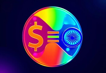 Abstract icon depicting USD to INR currency exchange, graphic, exchange