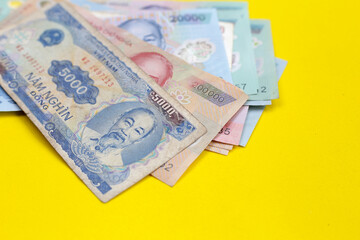 Vietnamese dong banknotes. Money concept