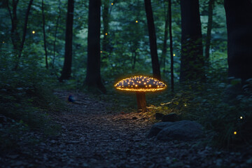 Enchanted Forest Mushroom with Glowing Lights