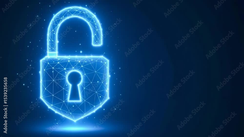 Aufkleber a digital representation of an open padlock symbolizing cybersecurity