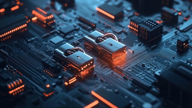 Cybersecurity: Digital Fortress, Data Protection, Network Security, Secure Circuitry