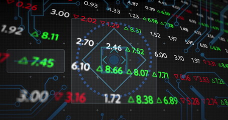 Displaying nested diamonds in dotted circle with floating values and arrows in trading dashboard