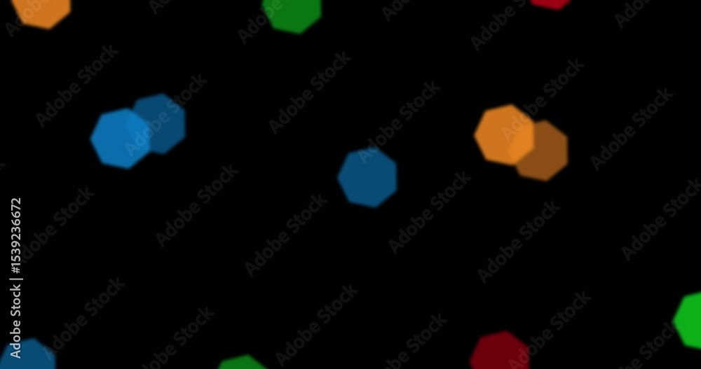 Aufkleber cluster of colored bokeh octagons floating in black digital field, creating abstract light display