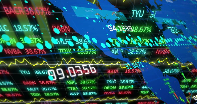 Displaying digital market data overlay on trading interface, with ticker symbols and data points