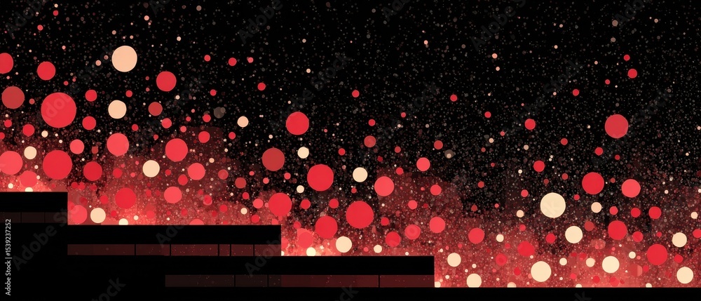 Poster achievement reward abstract pattern of red and white circles on a black background, creating a visua