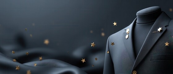 Achievement Reward Elegant dark fabric with a tailored blazer and subtle star accents, creating a sophisticated ambiance.
