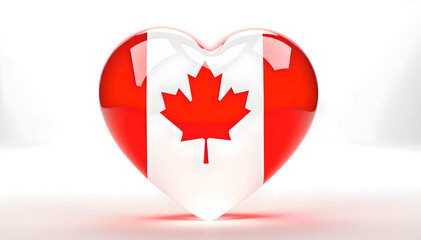 Obraz premium Heart shape with Canadian flag design on white background 