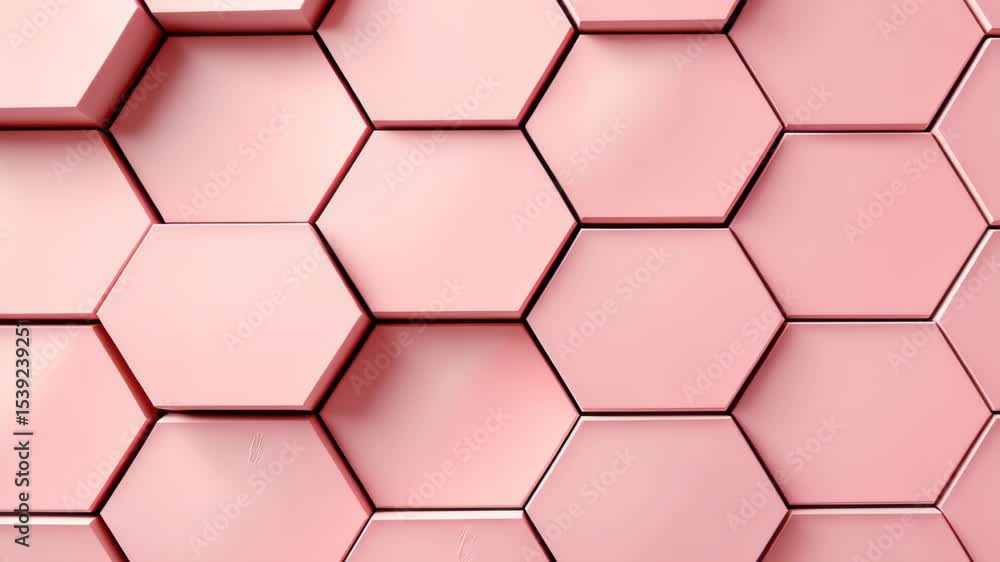 Poster geometric rose quartz: a seamless pattern of rose quartz hexagonal tiles, perfect for adding a touch