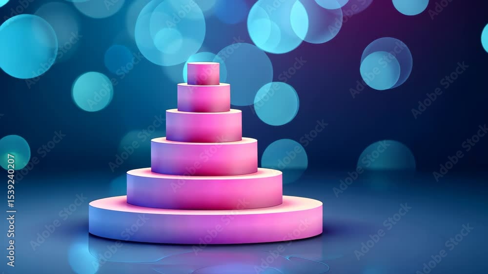 Poster pink tiered structure with abstract background: a striking image of a pink tiered structure, gracefu